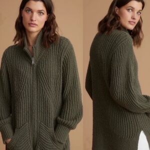 Pilcro Zip-Front Longline Cardigan